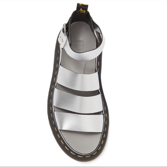 Dr. Martens Clarissa II Silver Metallic Leather Sandals, Size 6, NIB - Picture 5 of 13